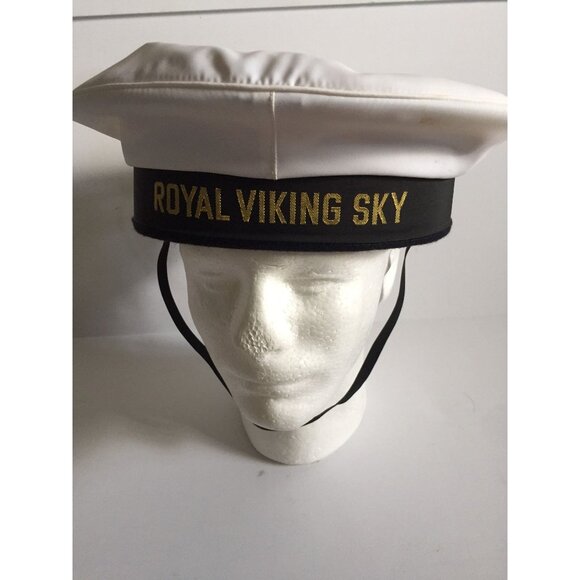 Vtg Hat Royal Viking Sky Cruise Ship Norwegian Sailor Hat With Chin Strap Norway